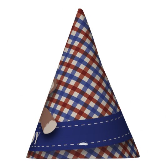 Teddy Bear Picnic Birthday - Red en Blue Gingham Feesthoedjes (Rechts)