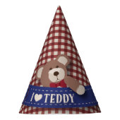 Teddy Bear Picnic Birthday - Red Gingham Feesthoedjes (Voorkant)