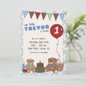 Teddy Bear Picnic Birthday Uitnodiging (Staand voorkant)