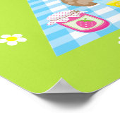 Teddy Bear Picnic Blue Birthday Welkomstteken Poster (Hoek)