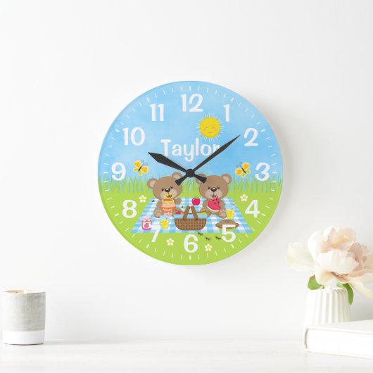 Teddy Bear Picnic Blue Grote Klok (Huis)