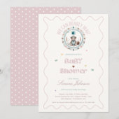 Teddy Bear Picnic Boho Baby shower Thema Meisjes Kaart (Voorkant / Achterkant)