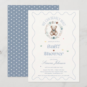 Teddy Bear Picnic Boho Baby shower Theme Boys Kaart