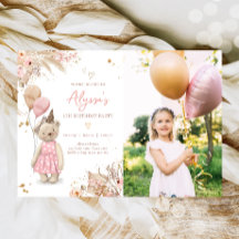 Teddy Bear Picnic Boho Pink Girl Birthday Party in