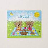 Teddy Bear Picnic Boy Blue Gingham Legpuzzel (Horizontaal)