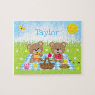 Teddy Bear Picnic Boy Blue Gingham Legpuzzel