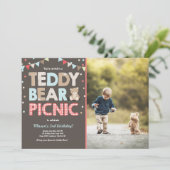 Teddy Bear Picnic Boy - verjaardag Uitnodiging bla (Staand voorkant)