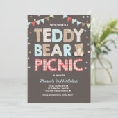 Teddy Bear Picnic Boy - verjaardag Uitnodiging bla (Staand voorkant)
