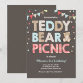 Teddy Bear Picnic Boy - verjaardag Uitnodiging bla (Voorkant / Achterkant)