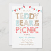 Teddy Bear Picnic Boy - verjaardag Uitnodiging bla (Voorkant)