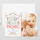 Teddy Bear Picnic Boy - verjaardag Uitnodiging bla (Voorkant / Achterkant)