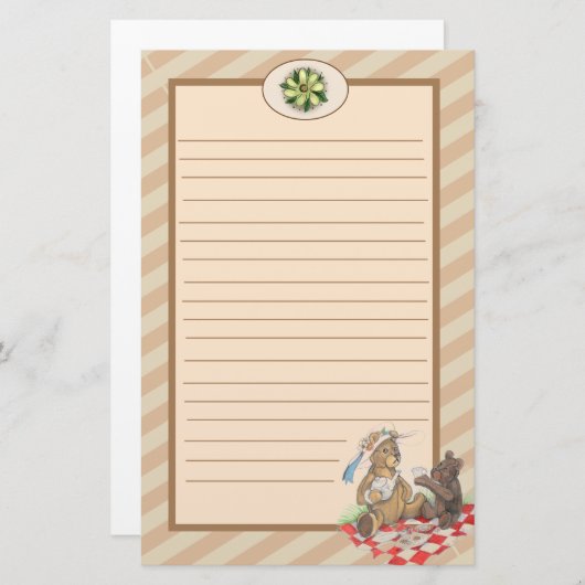 Teddy Bear Picnic Briefpapier (Voorkant / Achterkant)