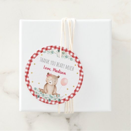 Teddy Bear Picnic Floral Birthday Bedankjes Labels (In situ)