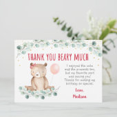 Teddy Bear Picnic Floral Birthday Dank je Kaart (Staand voorkant)