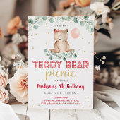 Teddy Bear Picnic Greenery Floral Birthday Kaart
