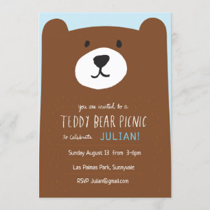 Teddy Bear Picnic Kids Birthday Party Invitation Kaart