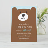 Teddy Bear Picnic Kids verjaardagsfeestje uitnodig Kaart (Staand voorkant)