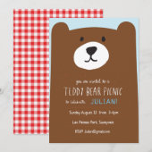 Teddy Bear Picnic Kids verjaardagsfeestje uitnodig Kaart (Voorkant / Achterkant)