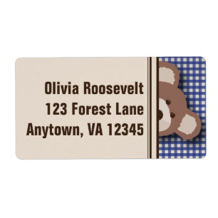 Teddy Bear Picnic Label - Blue Gingham