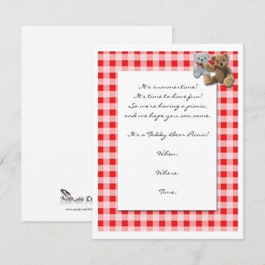 Teddy Bear Picnic met de rode en witte tablet Kaart (Voorkant / Achterkant)