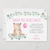 Teddy Bear Picnic Pink Floral Birthday Dank je Kaart (Voorkant)