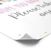 Teddy Bear Picnic Pink Floral Birthday Favor Sign Poster (Hoek)