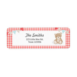 Teddy Bear Picnic Return-adres: rood blauw Etiket