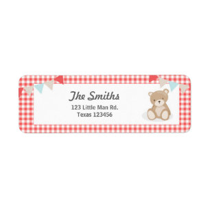 Teddy Bear Picnic Return-adres: rood blauw Etiket