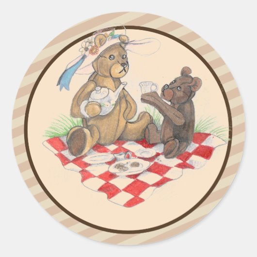 Teddy Bear Picnic Ronde Sticker (Voorkant)