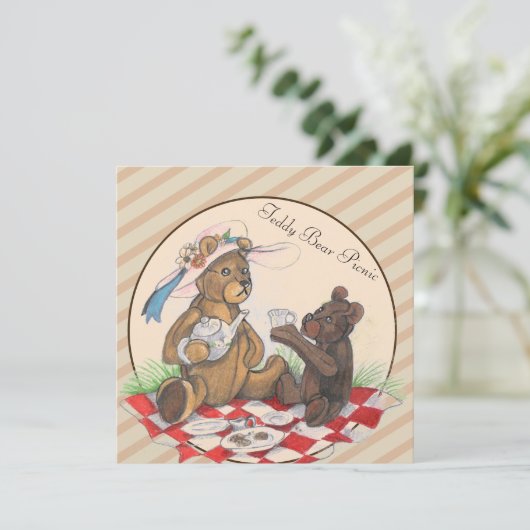 Teddy Bear Picnic Uitnodigingen (Staand voorkant)