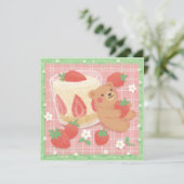 Teddy Bear Picnic with Strawberries Kaart (Staand voorkant)