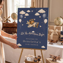 Teddy Bear Piloot Avontuur Baby Shower Welkom