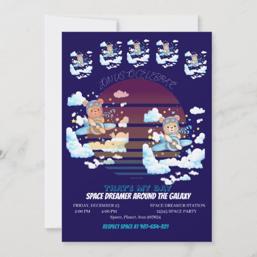 Teddy Bear Pilot Airplane Art Kaart (Voorkant)