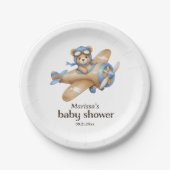 Teddy Bear Pilot Baby Boy Douche Papier Bord (Voorkant)