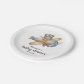 Teddy Bear Pilot Baby Boy Douche Papier Bord (Gekanteld)