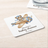 Teddy Bear Pilot Baby Boy Douche Papier Onderzette Kartonnen Onderzetters (Schuin)