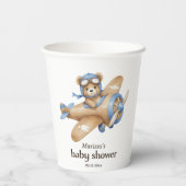 Teddy Bear Pilot Baby Boy Douche Papieren beker (Achterkant)