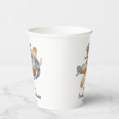 Teddy Bear Pilot Baby Boy Douche Papieren beker (Rechts)