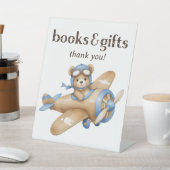 Teddy Bear Pilot Baby Boy Shower Boeken en geschen Reclamebord Met Voetstuk (Insitu)