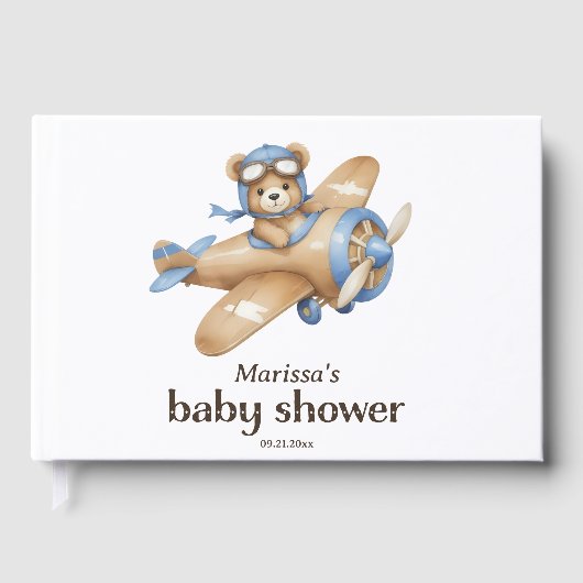 Teddy Bear Pilot Baby Boy Shower Gastenboek (Voorkant)
