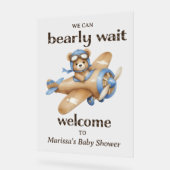 Teddy Bear Pilot Baby Boy Shower Welkom Acryl Bord (Hoek)