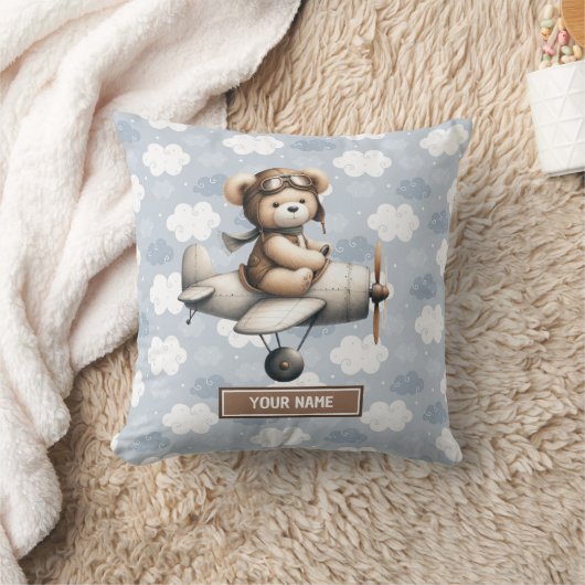 Teddy Bear Pilot Baby Pillow Gepersonaliseerde Pas Kussen (Deken)