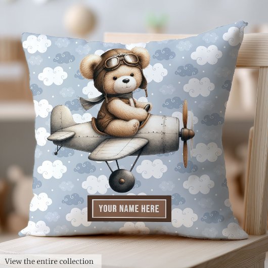 Teddy Bear Pilot Baby Pillow Gepersonaliseerde Pas Kussen