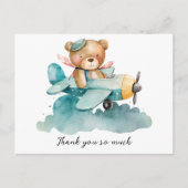 Teddy Bear Pilot Baby shower Dank u Briefkaart (Voorkant)