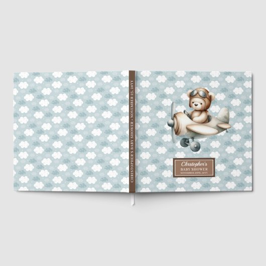 Teddy Bear Pilot Baby shower gastenboek voor jonge (Volledig)