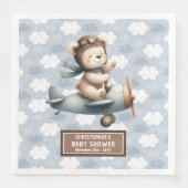 Teddy Bear Pilot Baby shower servetten gepersonali (Voorkant)