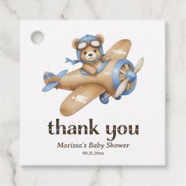 Teddy Bear Pilot Boy Baby shower Favoriet Tags Bedankjes Labels