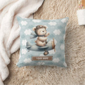 Teddy Bear Pilot Gepersonaliseerde Baby Boy Kussen (Deken)