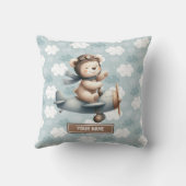 Teddy Bear Pilot Gepersonaliseerde Baby Boy Kussen (Achterkant)