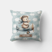 Teddy Bear Pilot Gepersonaliseerde Baby Boy Kussen (Voorkant)